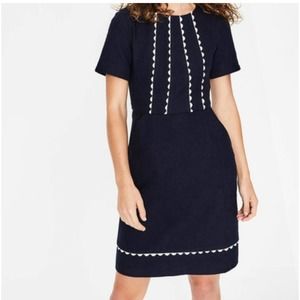 Boden Navy Blue Mini Dress with White Trim